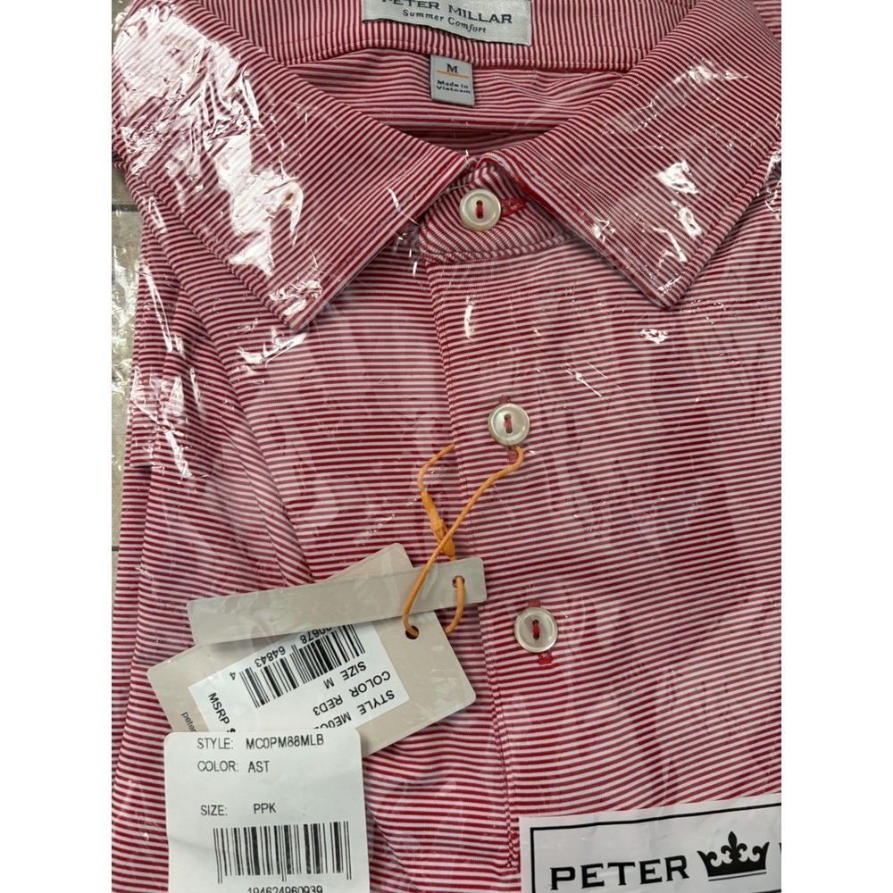 Peter Millar Texas Longhorns Summer Comfort Polo Shirt Men Stripe Medium New - Picture 2 of 4